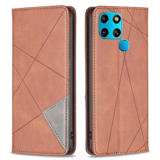 For Infinix Smart 6 / X6511B BF Imprinting Pattern Series-1 Flip Leather Phone Case Stand Cover with Card Holder - Brown