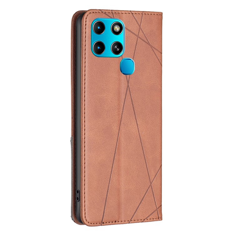 For Infinix Smart 6 / X6511B BF Imprinting Pattern Series-1 Flip Leather Phone Case Stand Cover with Card Holder - Brown