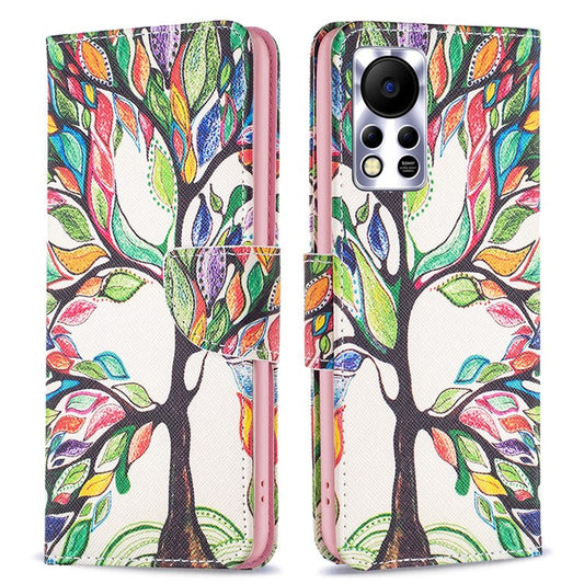For Infinix Hot 11s NFC 4G / X6812B PU Leather Cover Pattern Flip Wallet Case Stand - Life Tree