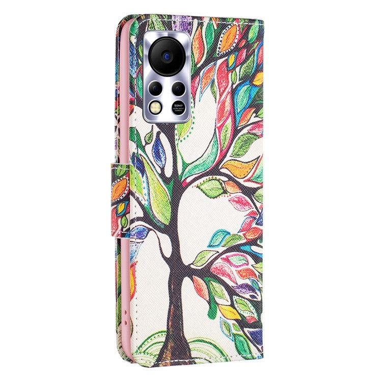 For Infinix Hot 11s NFC 4G / X6812B PU Leather Cover Pattern Flip Wallet Case Stand - Life Tree