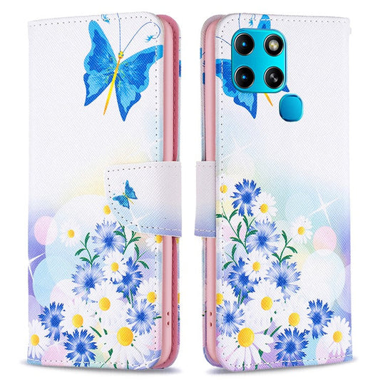 For Infinix Smart 6 / X6511B PU Leather Phone Wallet Case Magnetic Closure Pattern Flip Stand Phone Cover - Butterfly and Flowers