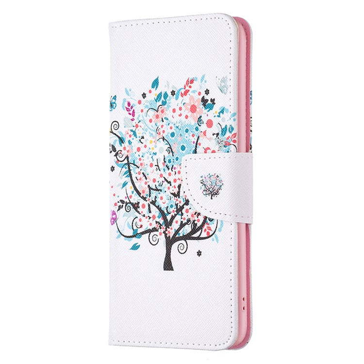 For Infinix Smart 6 / X6511B PU Leather Phone Wallet Case Magnetic Closure Pattern Flip Stand Phone Cover - Flower Tree