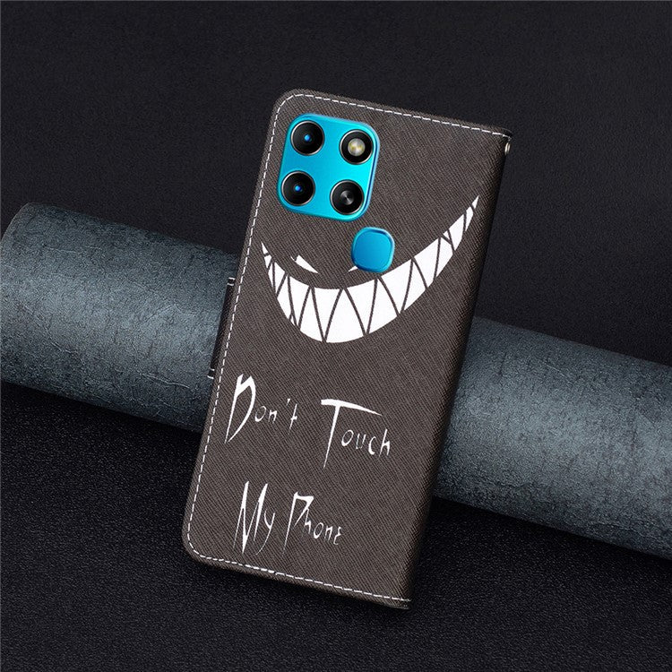 For Infinix Smart 6 / X6511B PU Leather Phone Wallet Case Magnetic Closure Pattern Flip Stand Phone Cover - Don't Touch My Phone