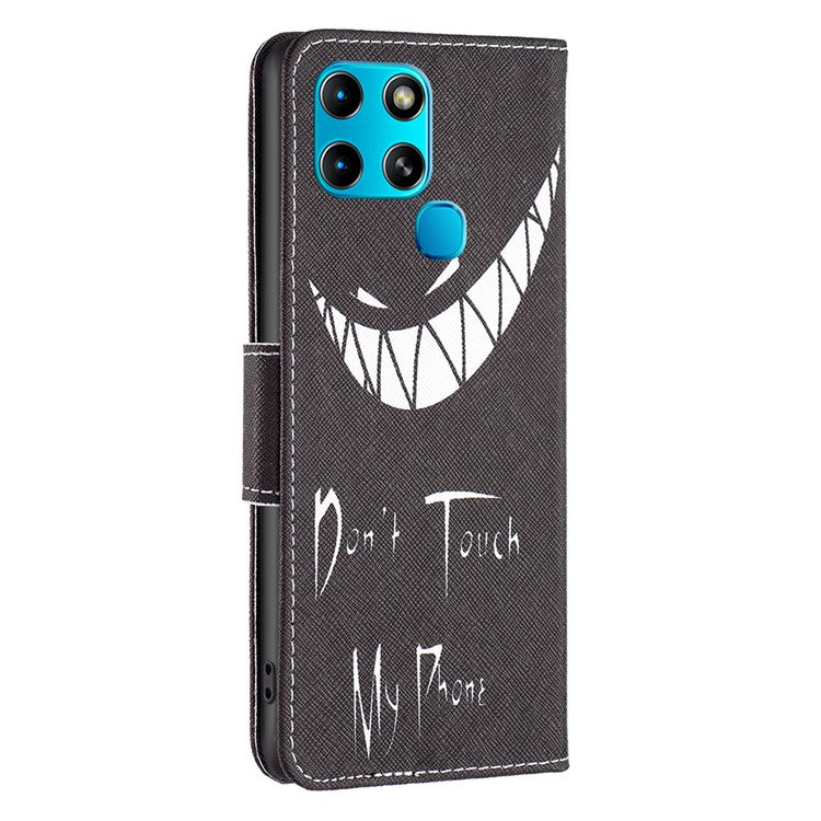 For Infinix Smart 6 / X6511B PU Leather Phone Wallet Case Magnetic Closure Pattern Flip Stand Phone Cover - Don't Touch My Phone