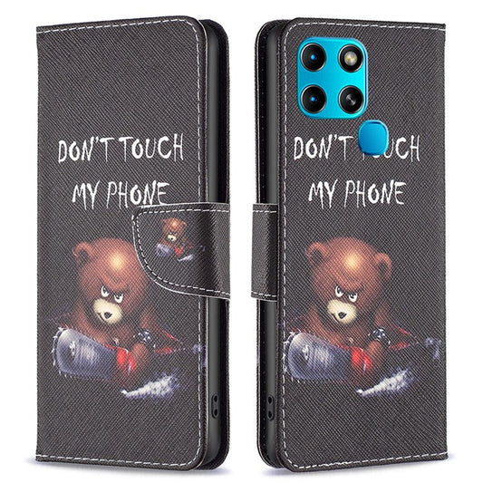 For Infinix Smart 6 / X6511B PU Leather Phone Wallet Case Magnetic Closure Pattern Flip Stand Phone Cover - Bear