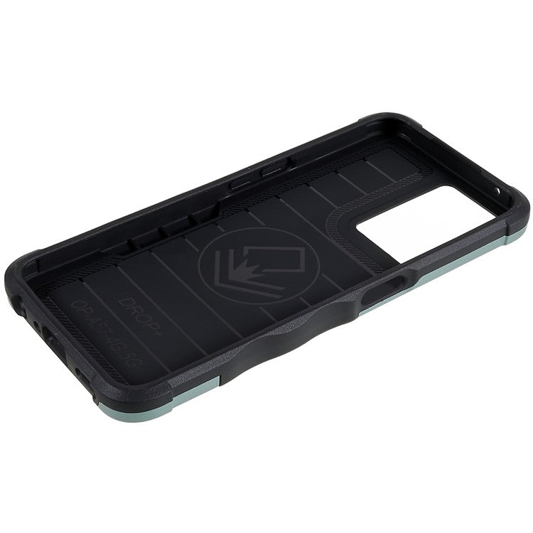 For Oppo A57 4G/A57s 4G/A57e 4G/A77 4G/A77 5G/A57 (2022) 5G/Realme Q5i/V23 5G/OnePlus Nord N20 SE 4G/Nord N300 5G PC+TPU Phone Case Ring Holder Kickstand Cover - Green