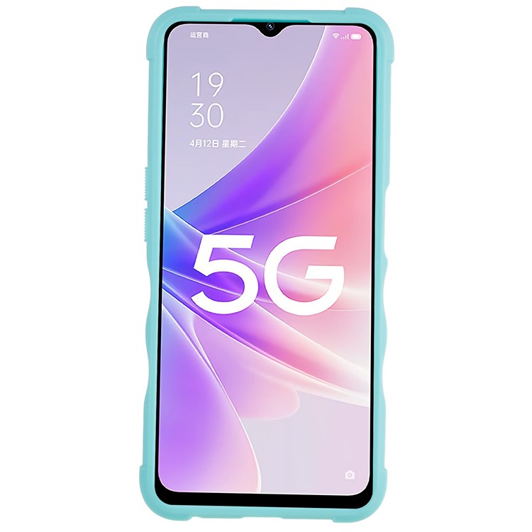 For Oppo A57 4G/A57s 4G/A57e 4G/A77 4G/A77 5G/A57 (2022) 5G/Realme Q5i/V23 5G/OnePlus Nord N20 SE 4G/Nord N300 5G PC+TPU Phone Case Ring Holder Kickstand Cover - Mint Green