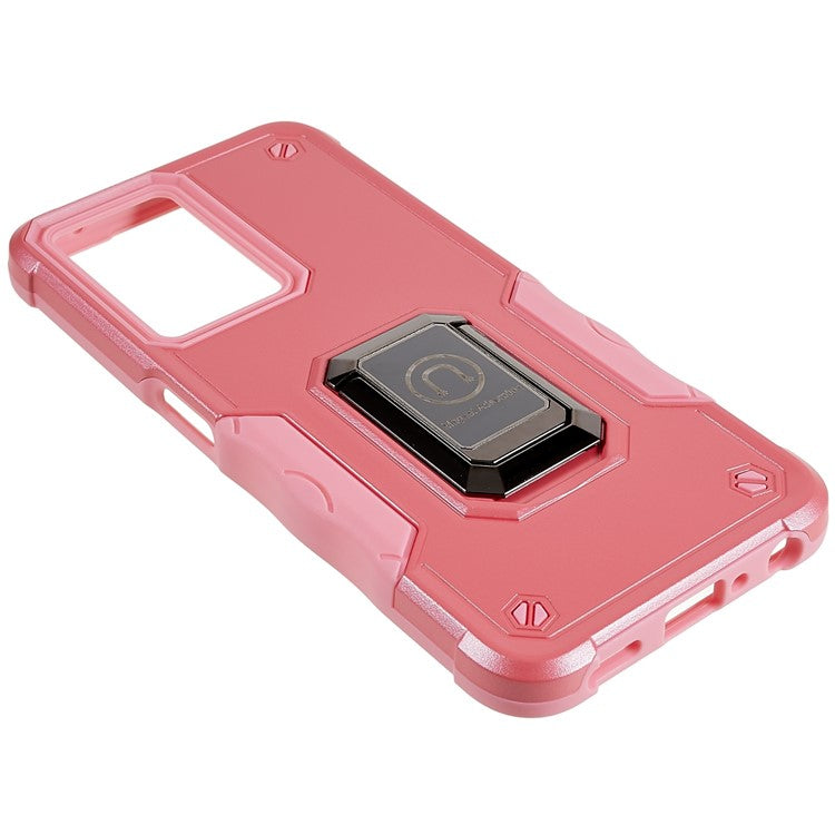 For Oppo A57 4G/A57s 4G/A57e 4G/A77 4G/A77 5G/A57 (2022) 5G/Realme Q5i/V23 5G/OnePlus Nord N20 SE 4G/Nord N300 5G PC+TPU Phone Case Ring Holder Kickstand Cover - Pink