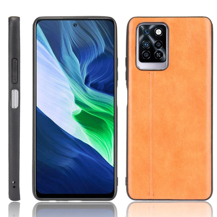 For Infinix Note 10 Pro X695 / Note 10 Pro NFC X695C Cowhide Texture Phone Back Cover PU Anti-Scratch Stitching Phone Case - Yellow