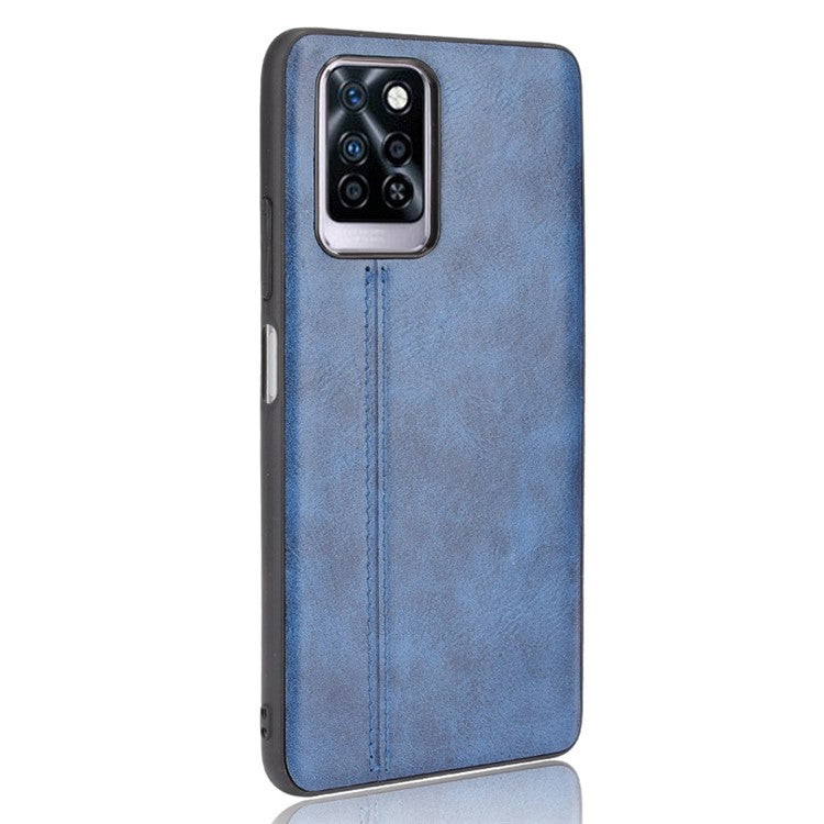 For Infinix Note 10 Pro X695 / Note 10 Pro NFC X695C Cowhide Texture Phone Back Cover PU Anti-Scratch Stitching Phone Case - Blue