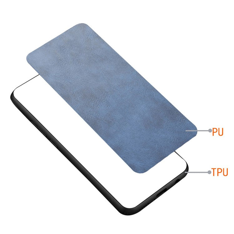 For Infinix Note 10 Pro X695 / Note 10 Pro NFC X695C Cowhide Texture Phone Back Cover PU Anti-Scratch Stitching Phone Case - Blue