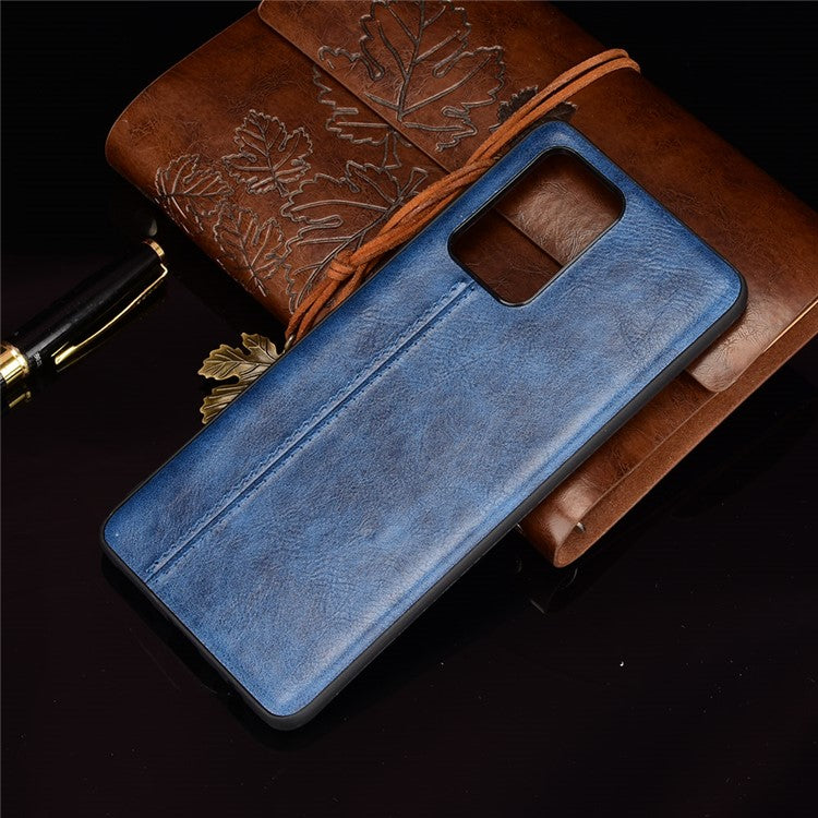 For Infinix Note 10 Pro X695 / Note 10 Pro NFC X695C Cowhide Texture Phone Back Cover PU Anti-Scratch Stitching Phone Case - Blue