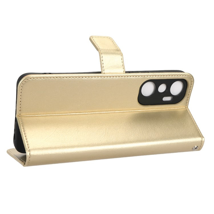 For Infinix Hot 20 4G / X682B Crazy Horse Texture PU Leather Phone Case Phone Stand Wallet Cover - Gold