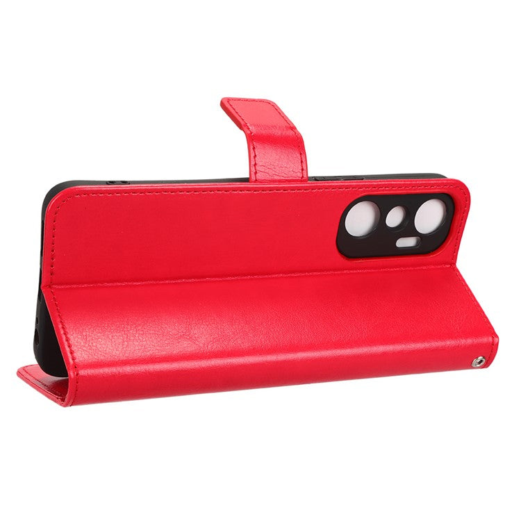 For Infinix Hot 20 4G / X682B Crazy Horse Texture PU Leather Phone Case Phone Stand Wallet Cover - Red