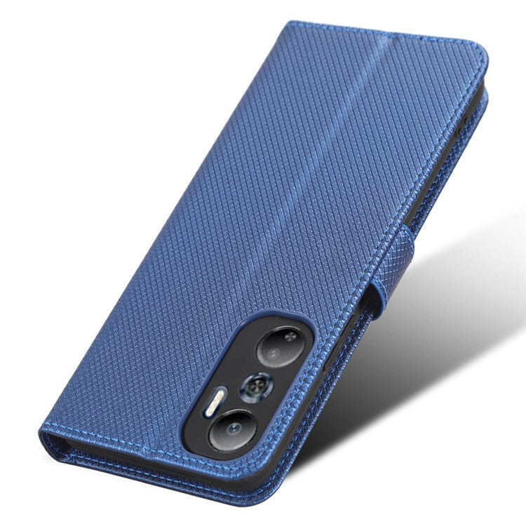 For Infinix Hot 20 4G / X682B Foldable Stand Wallet Cover Magnetic Clasp Diamond Texture PU Leather Phone Case - Blue