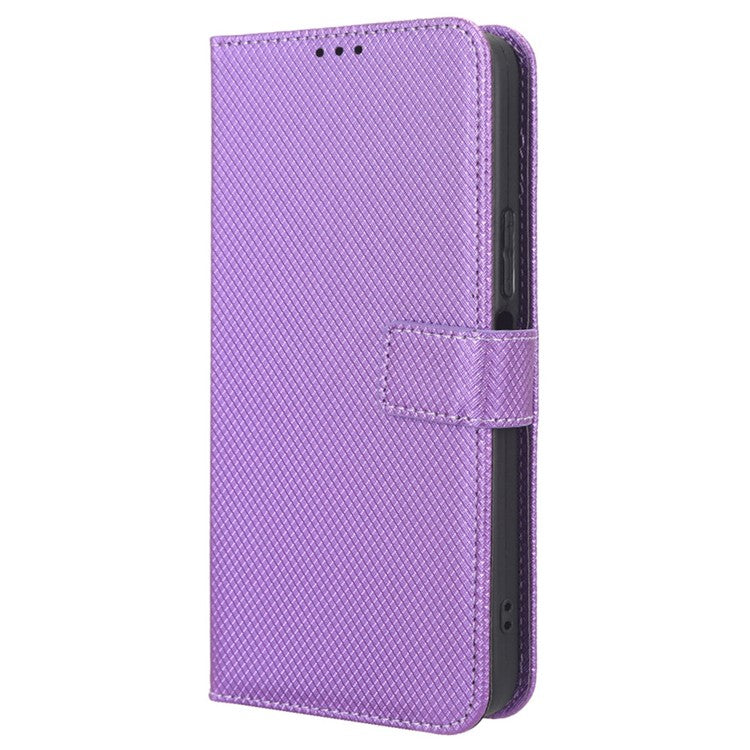 For Infinix Hot 20 4G / X682B Foldable Stand Wallet Cover Magnetic Clasp Diamond Texture PU Leather Phone Case - Purple