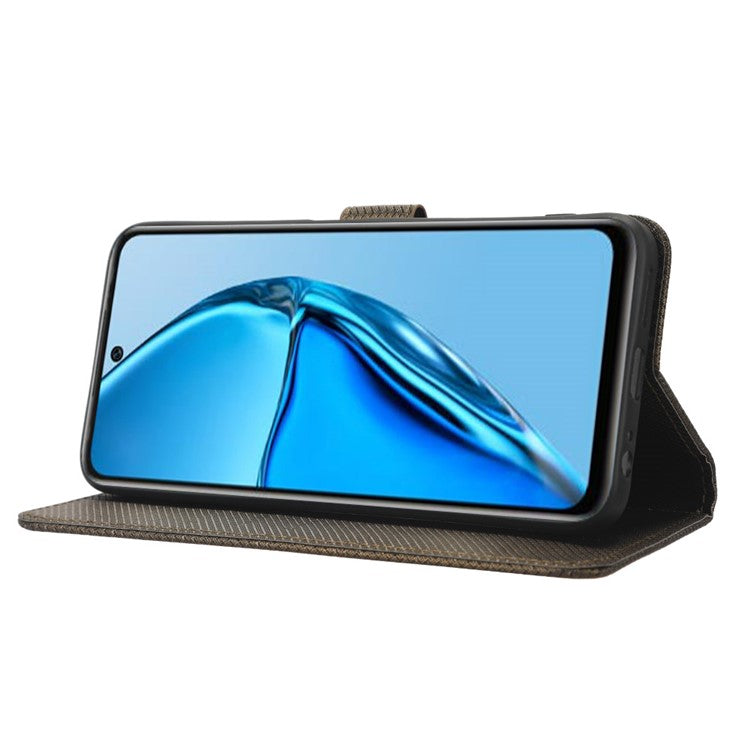 For Infinix Hot 20 4G / X682B Foldable Stand Wallet Cover Magnetic Clasp Diamond Texture PU Leather Phone Case - Brown