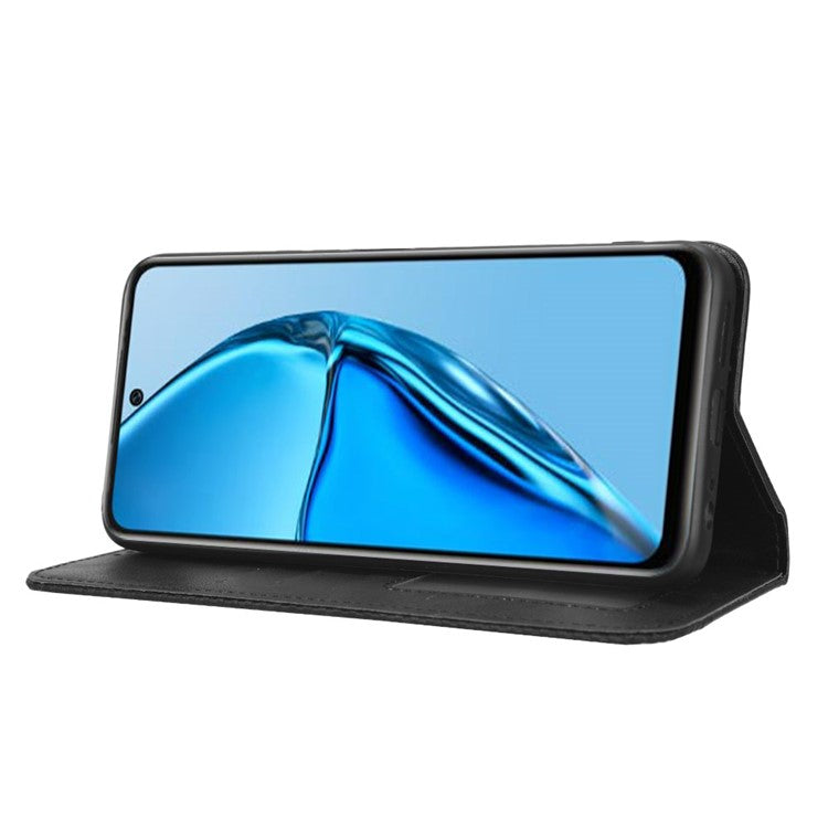 For Infinix Hot 20 4G / X682B Retro Texture Phone Case Imprinted Pattern PU Leather Wallet Phone Cover - Black