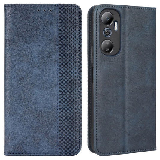 For Infinix Hot 20 4G / X682B Retro Texture Phone Case Imprinted Pattern PU Leather Wallet Phone Cover - Blue