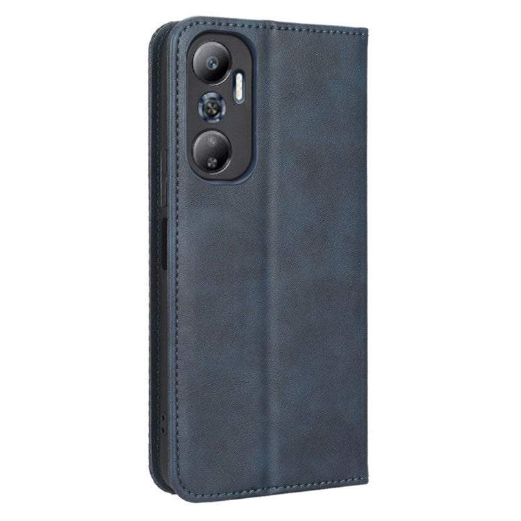 For Infinix Hot 20 4G / X682B Retro Texture Phone Case Imprinted Pattern PU Leather Wallet Phone Cover - Blue