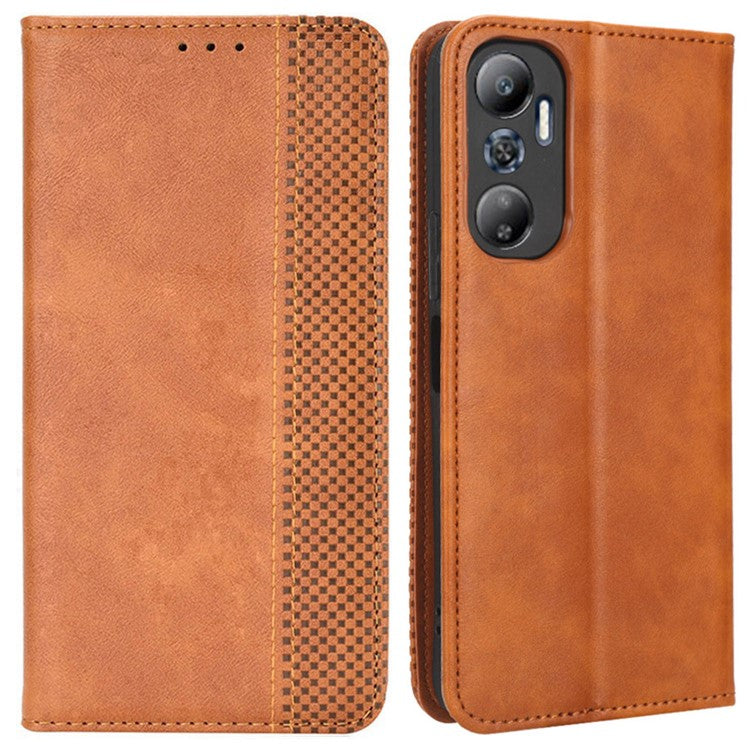 For Infinix Hot 20 4G / X682B Retro Texture Phone Case Imprinted Pattern PU Leather Wallet Phone Cover - Brown