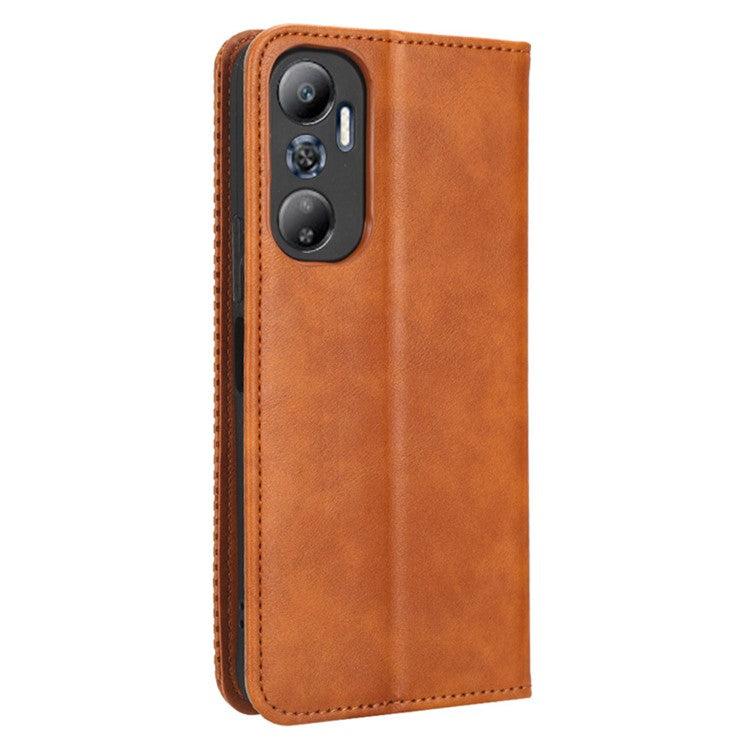 For Infinix Hot 20 4G / X682B Retro Texture Phone Case Imprinted Pattern PU Leather Wallet Phone Cover - Brown