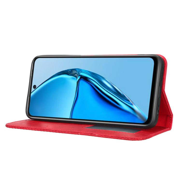 For Infinix Hot 20 4G / X682B Retro Texture Phone Case Imprinted Pattern PU Leather Wallet Phone Cover - Red