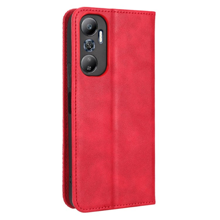 For Infinix Hot 20 4G / X682B Retro Texture Phone Case Imprinted Pattern PU Leather Wallet Phone Cover - Red
