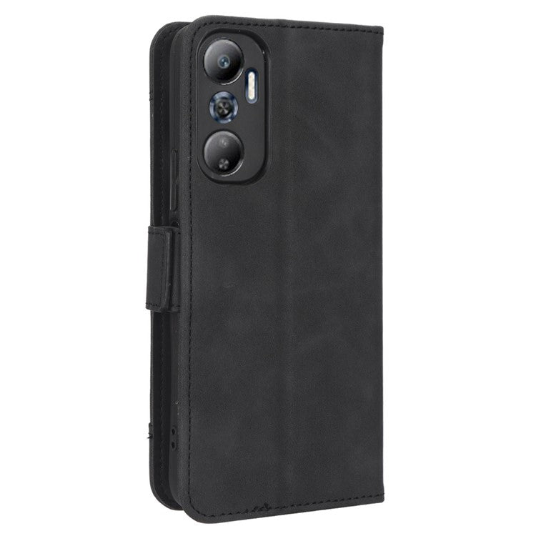 For Infinix Hot 20 4G / X682B Phone Cover Stand Multiple Card Slots PU Leather Wallet Case - Black