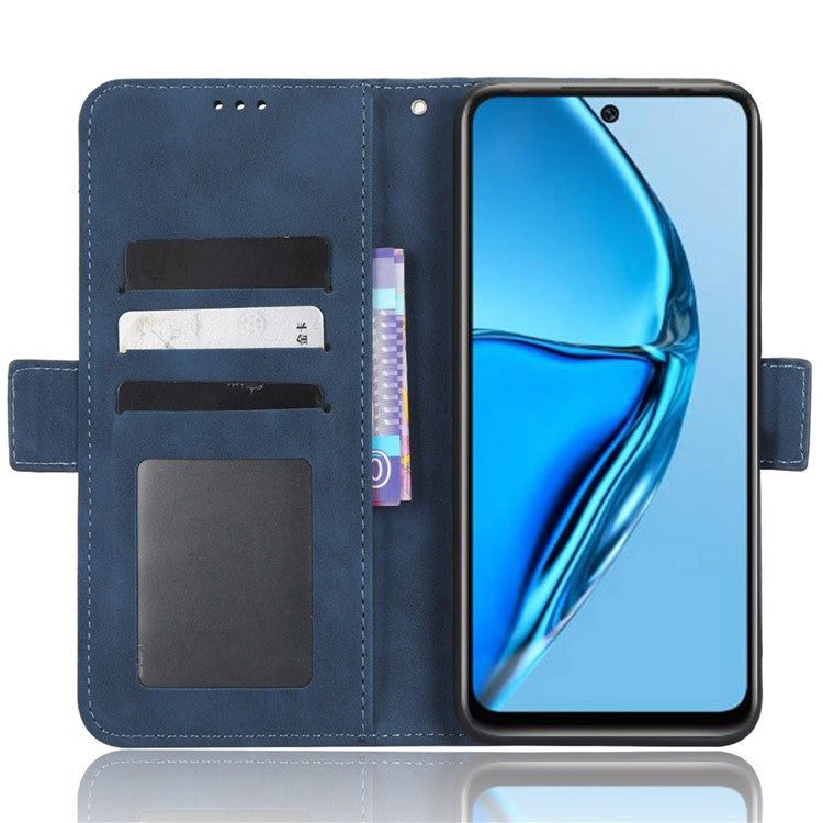 For Infinix Hot 20 4G / X682B Phone Cover Stand Multiple Card Slots PU Leather Wallet Case - Blue