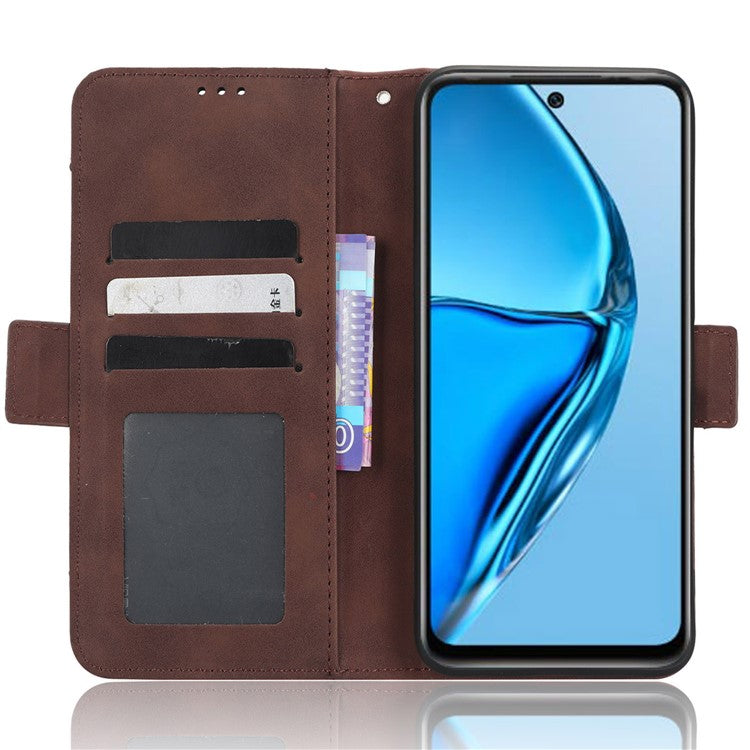 For Infinix Hot 20 4G / X682B Phone Cover Stand Multiple Card Slots PU Leather Wallet Case - Brown