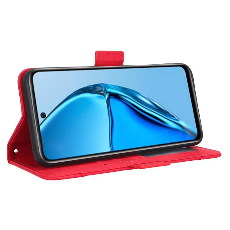 For Infinix Hot 20 4G / X682B Phone Cover Stand Multiple Card Slots PU Leather Wallet Case - Red