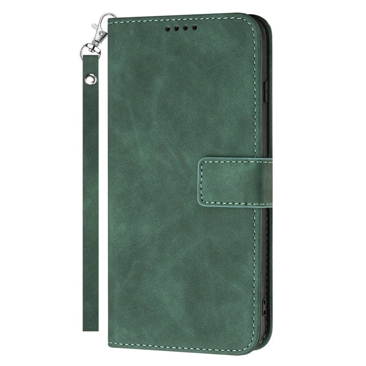 Anti-dust Phone Cover for Samsung Galaxy A14 5G / A14 4G Magnetic Clasp PU Leather Stand Flip Wallet Phone Case with Strap - Green