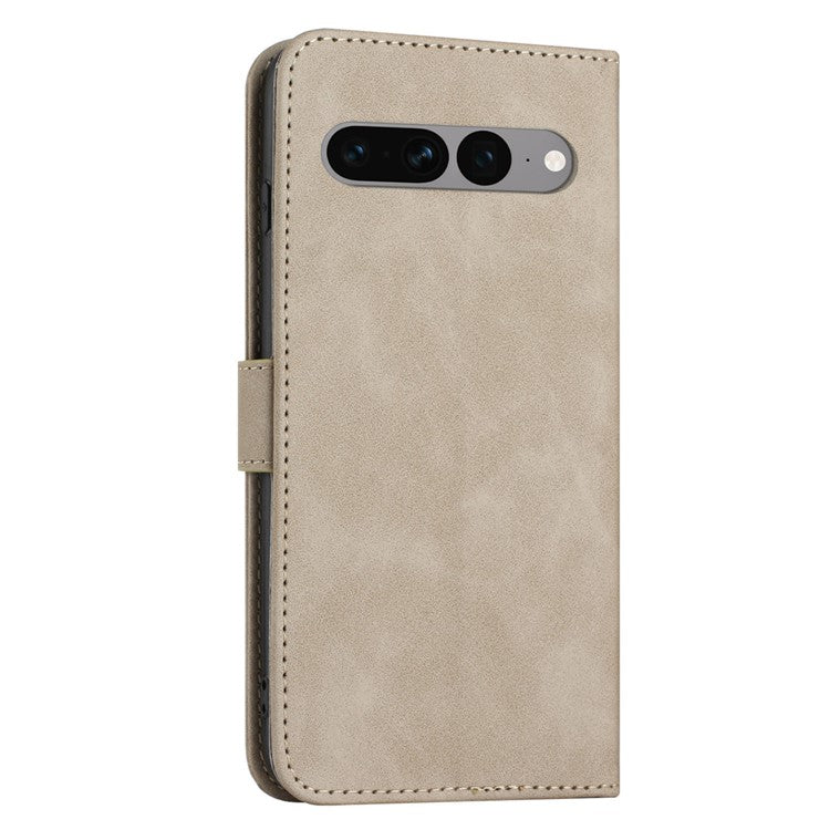 For Google Pixel 7 Pro 5G Wallet Phone Stand Cover Magnetic Clasp PU Leather Stand Cell Phone Case with Strap - Khaki