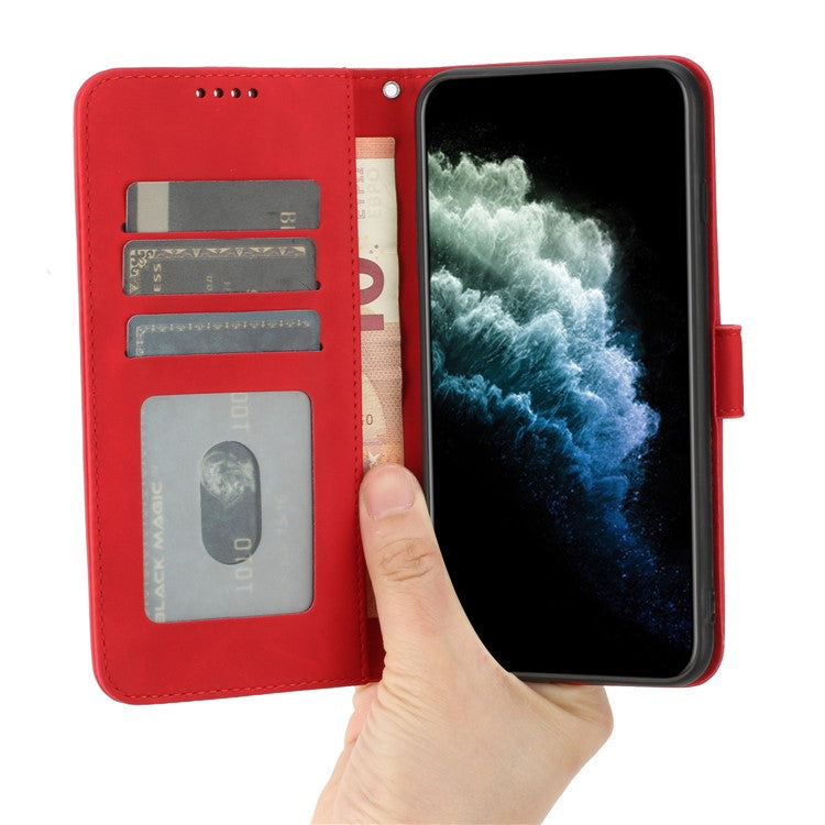For Google Pixel 7 Pro 5G Wallet Phone Stand Cover Magnetic Clasp PU Leather Stand Cell Phone Case with Strap - Red