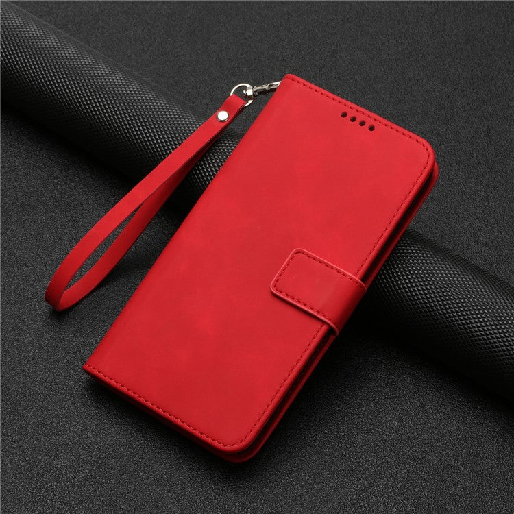 For Google Pixel 7 Pro 5G Wallet Phone Stand Cover Magnetic Clasp PU Leather Stand Cell Phone Case with Strap - Red