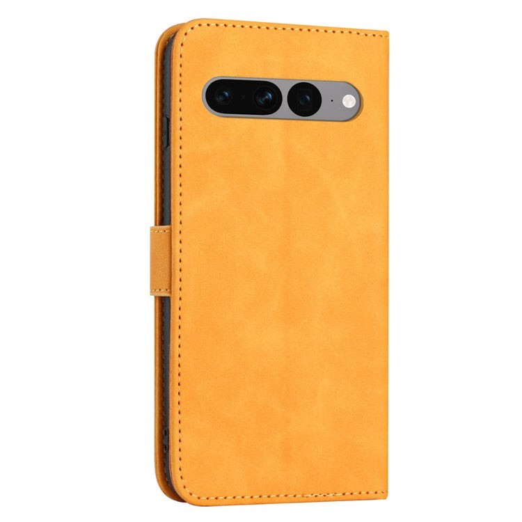 For Google Pixel 7 Pro 5G Wallet Phone Stand Cover Magnetic Clasp PU Leather Stand Cell Phone Case with Strap - Yellow