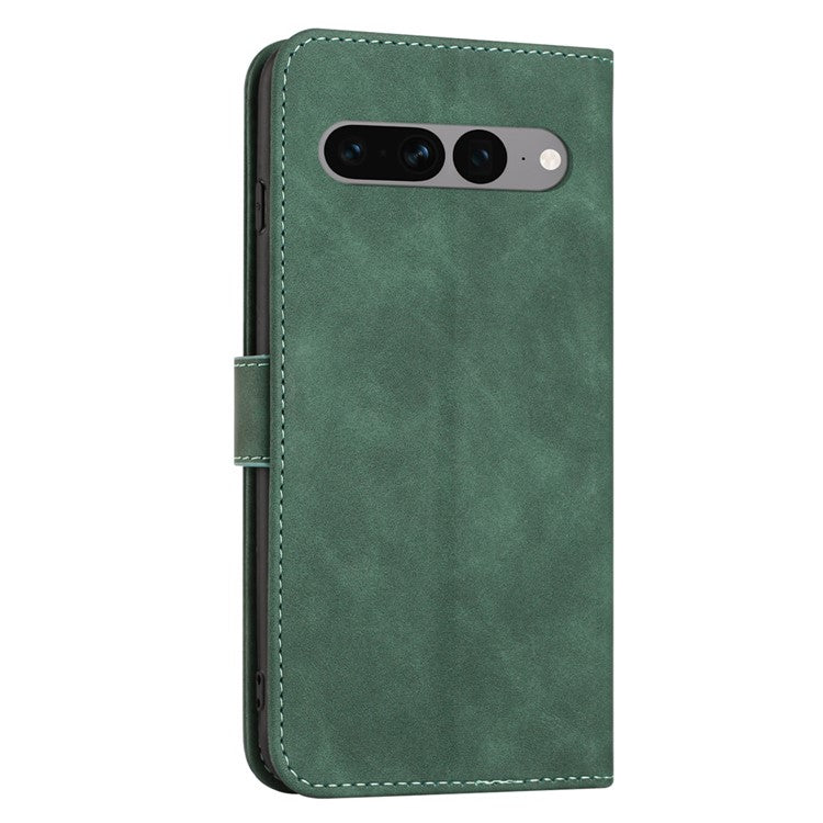 For Google Pixel 7 Pro 5G Wallet Phone Stand Cover Magnetic Clasp PU Leather Stand Cell Phone Case with Strap - Green
