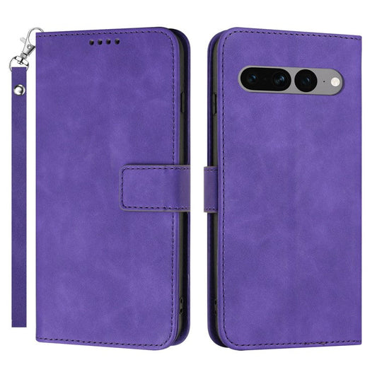 For Google Pixel 7 Pro 5G Wallet Phone Stand Cover Magnetic Clasp PU Leather Stand Cell Phone Case with Strap - Purple