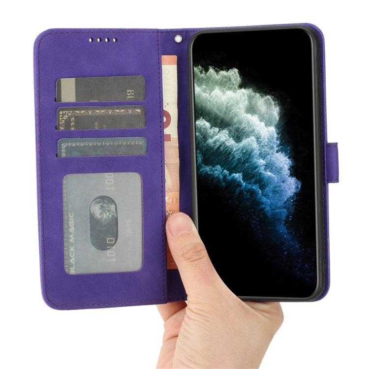 For Google Pixel 7 Pro 5G Wallet Phone Stand Cover Magnetic Clasp PU Leather Stand Cell Phone Case with Strap - Purple