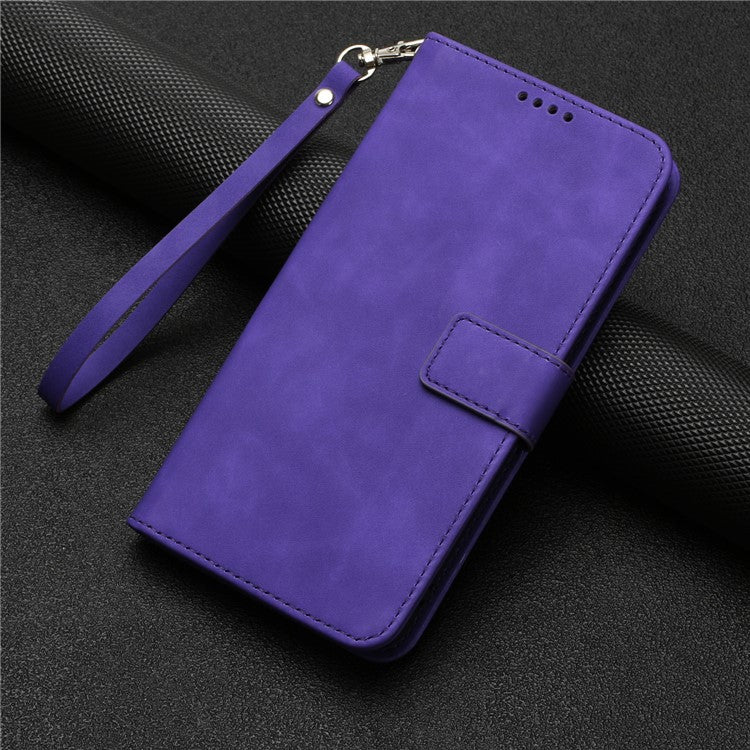For Google Pixel 7 Pro 5G Wallet Phone Stand Cover Magnetic Clasp PU Leather Stand Cell Phone Case with Strap - Purple