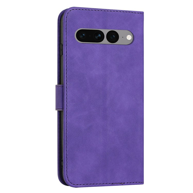 For Google Pixel 7 Pro 5G Wallet Phone Stand Cover Magnetic Clasp PU Leather Stand Cell Phone Case with Strap - Purple