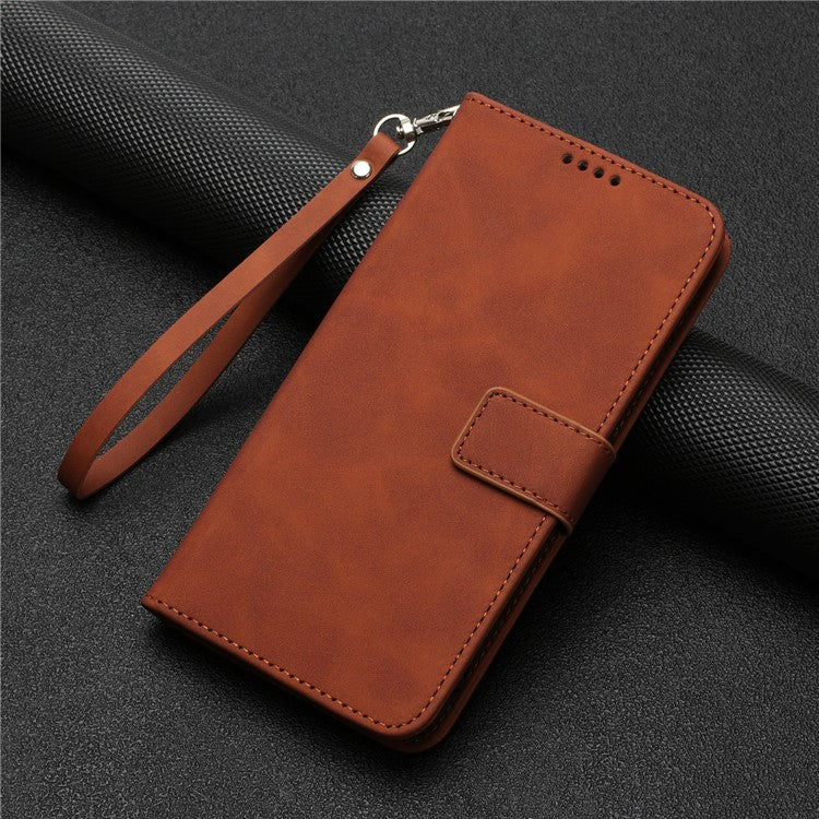 For Google Pixel 7 Pro 5G Wallet Phone Stand Cover Magnetic Clasp PU Leather Stand Cell Phone Case with Strap - Brown