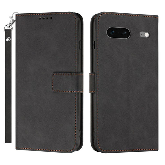For Google Pixel 7 5G Anti-scratch Mobile Phone Case Magnetic Clasp PU Leather Stand Flip Wallet Cover with Strap - Black