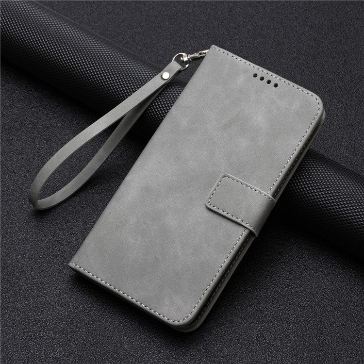 For Google Pixel 7 5G Anti-scratch Mobile Phone Case Magnetic Clasp PU Leather Stand Flip Wallet Cover with Strap - Grey