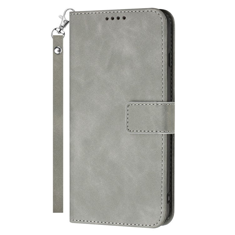 For Google Pixel 7 5G Anti-scratch Mobile Phone Case Magnetic Clasp PU Leather Stand Flip Wallet Cover with Strap - Grey