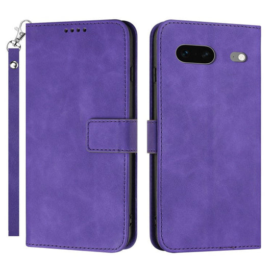 For Google Pixel 7 5G Anti-scratch Mobile Phone Case Magnetic Clasp PU Leather Stand Flip Wallet Cover with Strap - Purple