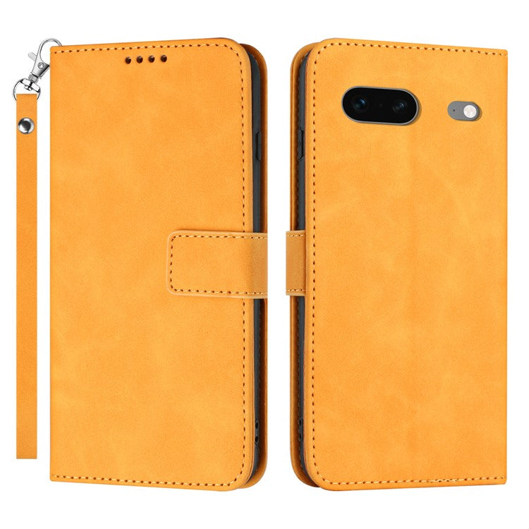 For Google Pixel 7 5G Anti-scratch Mobile Phone Case Magnetic Clasp PU Leather Stand Flip Wallet Cover with Strap - Yellow