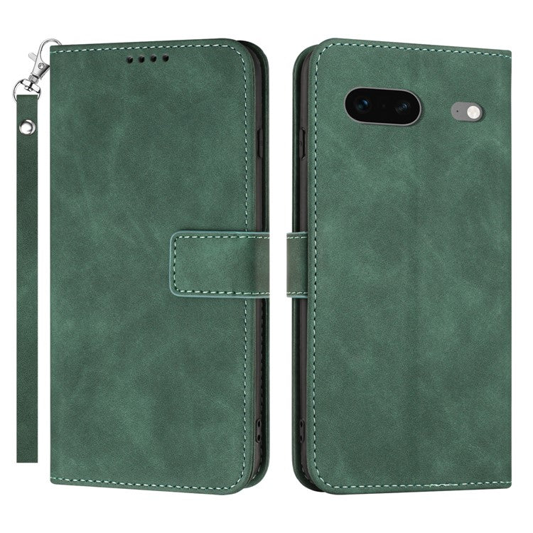 For Google Pixel 7 5G Anti-scratch Mobile Phone Case Magnetic Clasp PU Leather Stand Flip Wallet Cover with Strap - Green