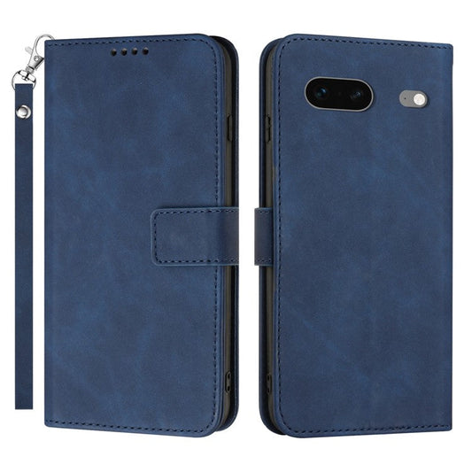 For Google Pixel 7 5G Anti-scratch Mobile Phone Case Magnetic Clasp PU Leather Stand Flip Wallet Cover with Strap - Blue